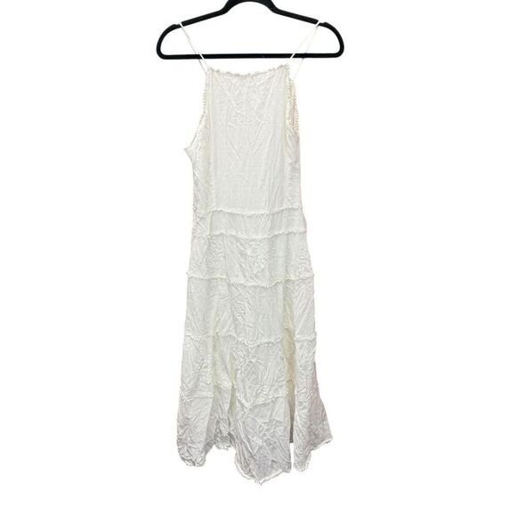 Anthropologie White Embroidered Tiered Midi Dress Halter Neck US 14 - Picture 4 of 15